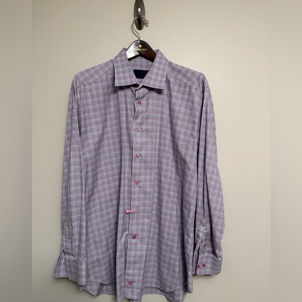 David Donahue longsleeve plaid dress shirt.